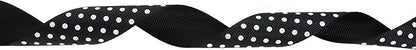 Polka Dot Grosgrain Ribbon 25 Yard Each Roll 100% Polyester (1", Black)
