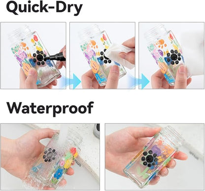 TRANSON 2 Black Permanent Paint Markers for Fabric Rock Craft Diy Painting Medium Tip Oil Based Waterproof