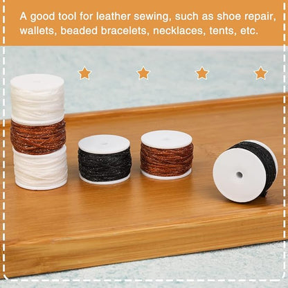 6 Pack Waxed Thread Leather Sewing Awl Replacement Spools, Repair Stitch Thread, Leather, Canvas Sewing Awl for All Stitching Tool, 3-Color