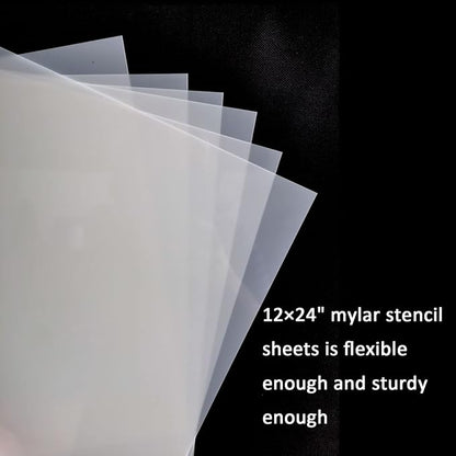 12 Pcs 10 Mil Blank Stencil Sheets 12 x 24 inch Milky Translucent PET Stencil Making Sheet Mylar Blank Template for DIY Art Craft, Cricut, Laser Cutting, Template Material