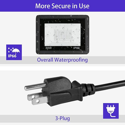 30W UV Light for Resin Curing 3D Printer Curing Lamp Kit for SLA/DLP/LCD 3D Printing 395-405nm Efficient IP66 Waterproof Flood Light with 36pcs Black Light Lamp Beads (Curing Lamp 30W)