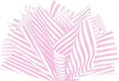 Flexicore Packaging Light Pink Pin Stripe Print Gift Wrap Tissue Paper Size: 15 Inch X 20 Inch | Count: 100 Sheets | Color: Light Pink Pin Stripe