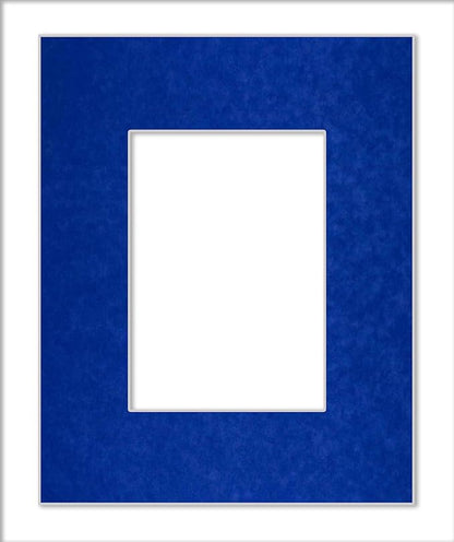 8x10 Mat Bevel Cut for 5x8 Photos - Acid Free Royal Blue Suede Precut Matboard - For Pictures, Photos, Framing - 4-ply Thickness
