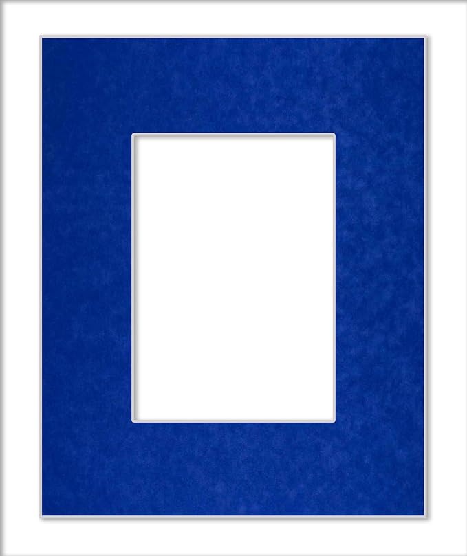 Pack of TEN 11x14 Mats Bevel Cut for 8.5x11 Photos - Acid Free Royal Blue Suede Precut Matboards For Pictures, Photos, Framing - 4-ply Thickness