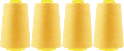 Mandala Crafts 4 Pack of Serger Threads Cones Spools - 40S/2 24000 Yards Polyester Butter Cream Threads for Sergers Machine and Overlock Quilting Sewing Machine