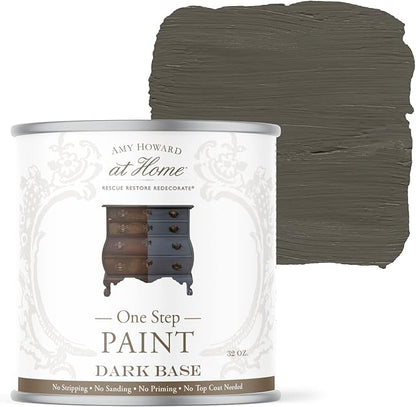 AMY HOWARD AT HOME Chalk-Based One Step Paint for Furniture, Cabinetry, Decor, Finish, and More | No Stripping, Sanding, or Priming | Dark Base | 16 Ounce | Graphite