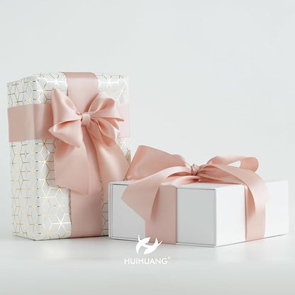 HUIHUANG Rose Gold Satin Ribbon 2 inch Wide Double Faced Satin Ribbon Rose Gold Ribbon for Gift Wrapping, Bows Making, Flower Bouquet, DIY Crafts, Bridal Shower, Holiday Party Decor-25 Yards/Roll