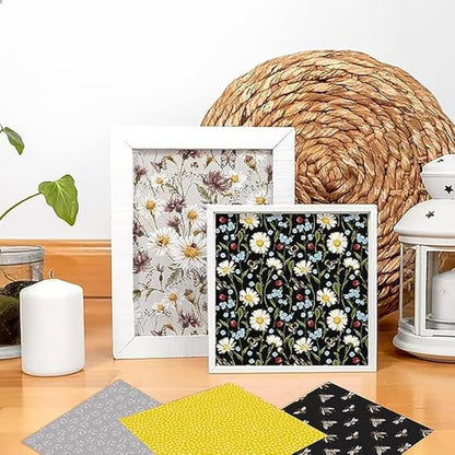 Honey Bee Pattern Paper Pack Yellow Black And Gray 24 Sheets Decorative Scrapbooking Paper Pad 6x6 Floral Craft Paper Single-Side Card Making Supplies for Junk Journal, Origami, Holiday Journaling