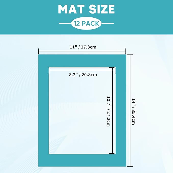 ZBEIVAN 12 Packs Mixed Colors 11x14 Picture Frame Mats for 8.5x11 Photos, Artworks and Prints, White Core Bevel Cut Frame Mattes