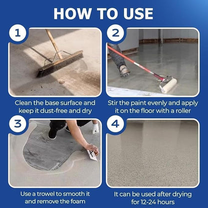 Epoxy Colored Sand Floor Paint, Epoxy Floor Paint for Concrete, High Gloss Marble Effect Coating, Waterproof Non-Slip Concrete Paints, Suitable for Indoor/Outdoor Use (Dark Blue,16 oz/0.5 kg)