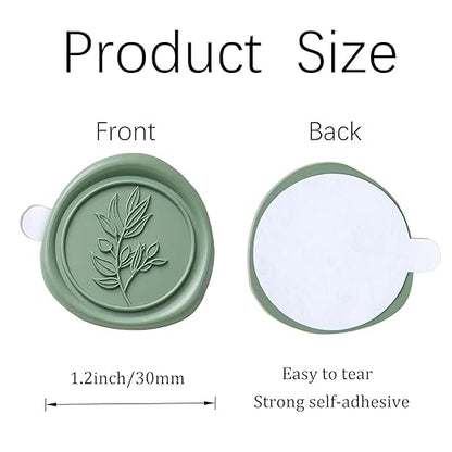 PONATIA Dark Sage Green Wax Seal Stickers - Wedding Seal Stickers, 50 Pcs Self- Adhesive Stickers, Perfect for Invitation Cards, Envelopes, Christmas Cards, Gift Wrapping, Party Menu Décor