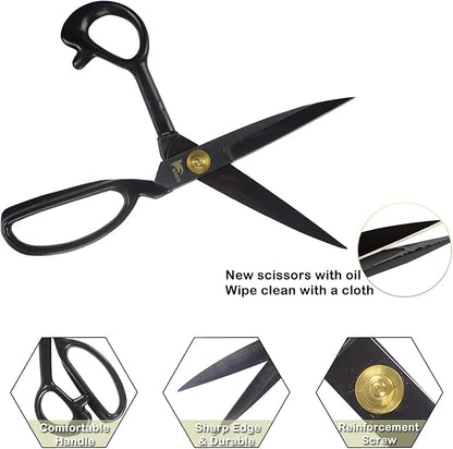 BIHRTC 11 Inch Fabric Professional Stork Tailor Scissors - Stainless Steel Sharp Dressmaker Heavy Duty Scissors for Leather Sewing Shears Tailoring