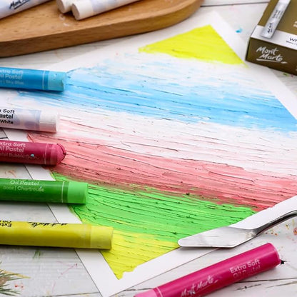 Mont Marte Extra Soft Oil Pastels White Premium 6pc, Assorted Natural Oil Pastel Colors, Vibrant, Buttery, Versatile Art Pastels for Blending, layering & Shading, Coloring and Sketching