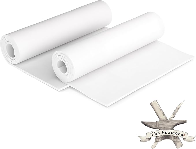 2-Pack Shape Retention EVA Cosplay Foam - 3mm Thick (White) 14x39 in High Density EVA Craft Foam Sheets - Premium 85 kg/m3 Heat Shape Material for DIY, Comic, Con or Halloween Costumes - The Foamory