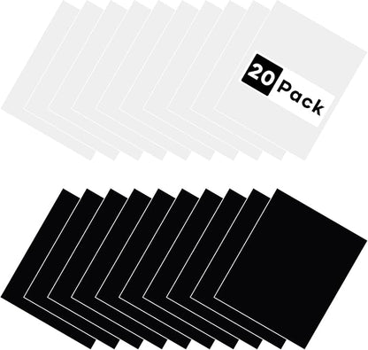 HTVRONT White & Black Heat Transfer Vinyl Bundle: 20 Pack 12" x 10" Heat Transfer Vinyl for T-Shirt, Cricut, Silhouette Cameo or Heat Press Machine