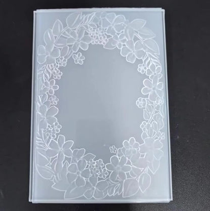 NZJ 3D Texured Flower Frame Background Plastic Embossing Folders for Card Making Scrapbooking and Other Paper Crafts