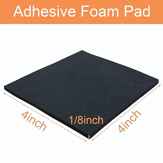 8 Pcs Black Adhesive Foam Padding, Closed Cell Foam Sheet 1/8" Thick 4 Inch X 4 Inch, Neoprene Rubber Pad Self Stick Anti-Slip Adhesive Anti Vibration Foam Pad (4inX 4inX 1/8in, 8)