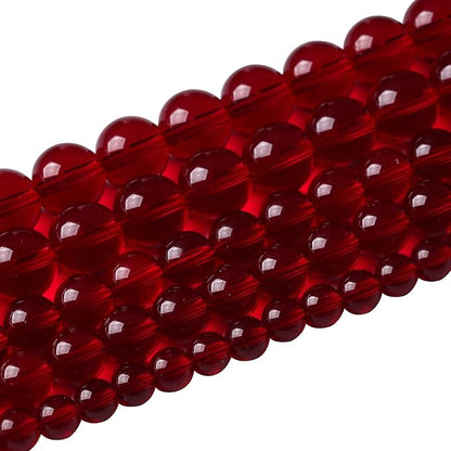 Smooth Garnet Red Glass Crystal Round Loose BeadsFor Jewelry Making DIY Bracelet Necklace Accessories 12mm 34pcs 15" Strand (Garnet Red Glass, 12mm)