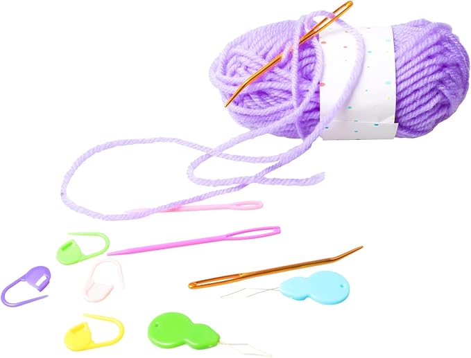 Hekisn 45Pcs Large Eye Blunt Yarn Needles Kit, Assorted Sizes Bent Tapestry Darning Needle, Sewing With Threaders & Stitch Markers for Knitting Crochet (Blue&White)