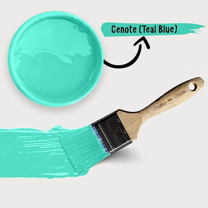 Chalky Chicks All-in-One Chalk Paint for Furniture or Cabinet - 8 Fl Oz - Matte Finish Cenote (Teal Blue) for Metal, Wood Furniture Paint - No Sanding All-in-One for Home Decor & Crafts, USA Made