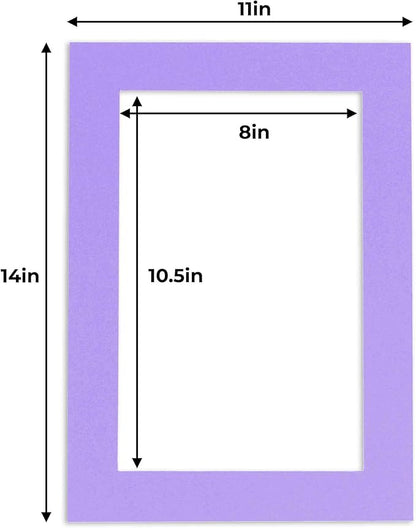 11x14 Mat for 8.5x11 Photo - Precut Light Purple Picture Matboard for Frames Measuring 11 x 14 Inches - Bevel Cut Matte to Display Art Measuring 8.5 x 11 Inches - Acid Free ONE MAT