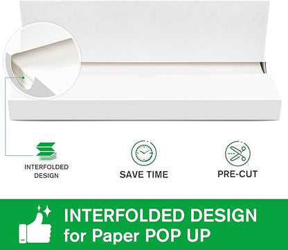 Precut POP UP Deli Paper Sheet Pack of 200, Interfolded Heavy Paper for Food Wrap and Serving (12" x 10-1/2", White）