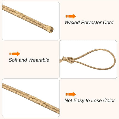 MECCANIXITY Waxed Cord 1.2mm Waxed Polyester Cord 175 Yard Wax String for Bracelet Making,Necklaces, Beading,Jewelry Making and DIY Crafts(Khaki)