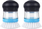 MR.SIGA Soap Dispensing Palm Brush, Kitchen Brush for Dish Pot Pan Sink Cleaning, Pack of 2, Navy/Blue
