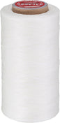 uxcell Flat Leather Sewing Waxed Thread, 270m / 295 Yards Polyester Wax String, 150D Wax Stitching Cord for Leather Crafts, Bookbinding, Bracelets Braided, White