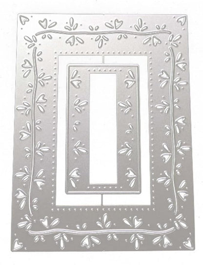 Cutting Dies Metal Stencils Scrapbooking Tools Flowers Lace Frame DIY Embossing Template for Paper Card Making Album Arts Crafts Supplies (Rectangle Love line frame-13.8x10.5cm)