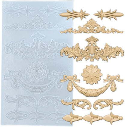 Silicone Mold for Polyclay Air Dry Clay Plaster Crafts Rococo Bow Swag