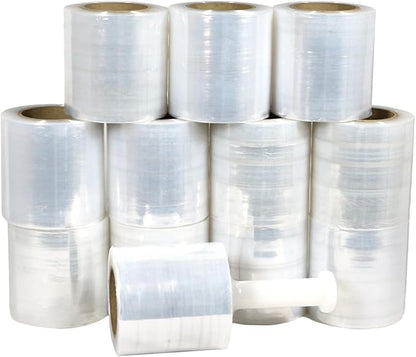 Mini Stretch Wrap for Packing with Handles, 12 Pack, 5 Inch x 1000 Feet, 50 Gauge, Durable Clear Plastic wrap for Moving, Packing wrap Plastic roll Also a Furniture Wrap