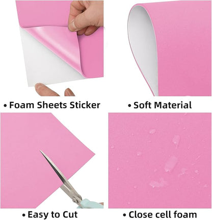 MEARCOOH Self Adhesive Foam Sheets, Pink 9x12 Inch 2mm Sticky Eva Foam Paper for Crafts Cardmaking Photo Frames Classroom Scrapbooking Christmas Crafts (Pink 10 Sheets)