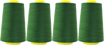 Mandala Crafts 4 Pack of Serger Threads Cones Spools - 40S/2 24000 Yards Polyester Hunter Green Threads for Sergers Machine and Overlock Quilting Sewing Machine