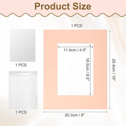 uxcell Picture Mats, 8 x 10 Mat Board Center for 5 x 7 Pictures Acid Free White Core Bevel Cut Frame Mattes with Backing for Display Art Measuring, Lotus Root