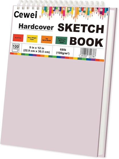 Cute Sketch Book for Kids Ages 8-12 Girls, 1 Pack-100 Sheets Purple Sketch Book 9x12, 68lb/100gsm Cute Sketchbook for Girls, Spiral Sketch Pads for Drawing, Art Supplies for Teens.