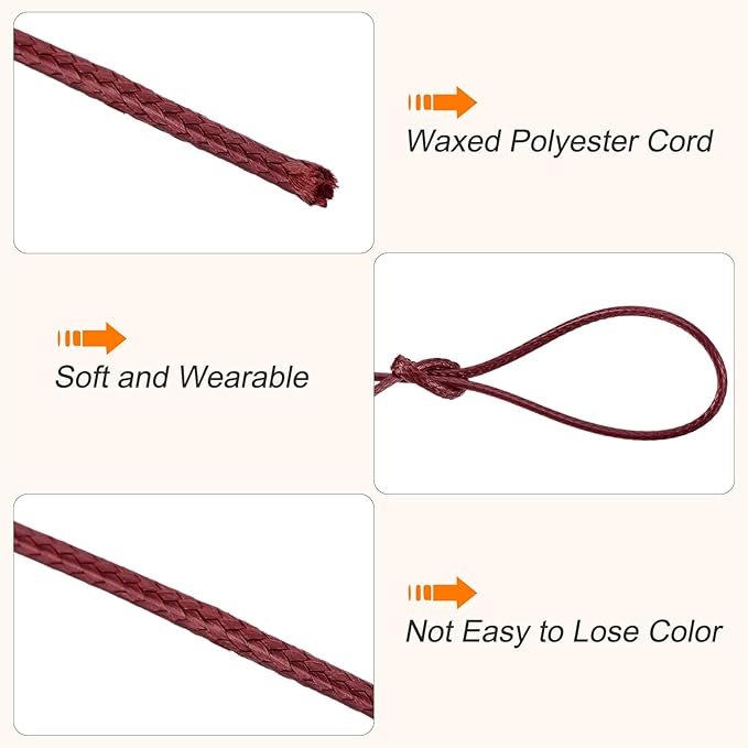 MECCANIXITY Waxed Cord 1.5mm Waxed Polyester Cord 175 Yard Wax String for Bracelet Making,Necklaces, Beading,Jewelry Making and DIY Crafts(Dark Red)