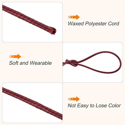 MECCANIXITY Waxed Cord 1.5mm Waxed Polyester Cord 175 Yard Wax String for Bracelet Making,Necklaces, Beading,Jewelry Making and DIY Crafts(Dark Red)