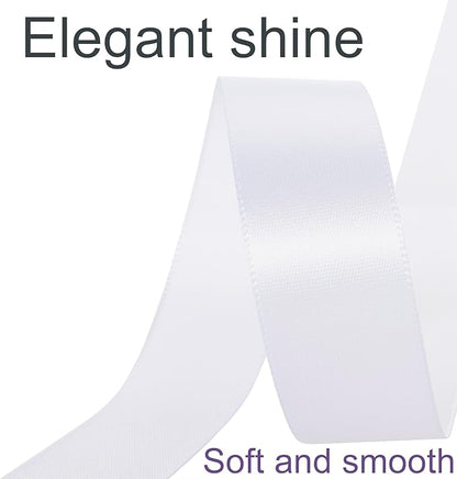 1 Inch White Ribbon, 50 Yards Craft Polyester Satin Ribbon Perfect for Gift Wrapping, Handmade Roses, Wedding Party Decorations and DIY Crafts