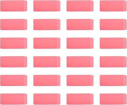 Amazon Basics Rectangular Eraser, 24 Count, Pink