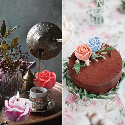 3D Rose Silicone Molds, 2PCS Big Rose Resin Candle Mold, Bloom Flower Silicone Fondant Mold for Handmade Chocolate Candy Cake Dessert Soap Wax Candle Polymer Clay Art Craft