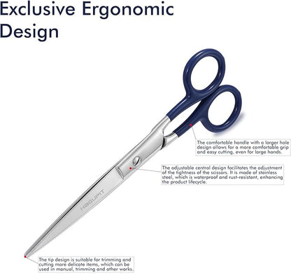 Sharp Precision Embroidery Scissors - 7" Professional Stainless Steel Pointed Tip Detail Thread Shears for Home Office Dressmakers Stitchwork Needlework DIY Crafting Fabric Sewing General Use