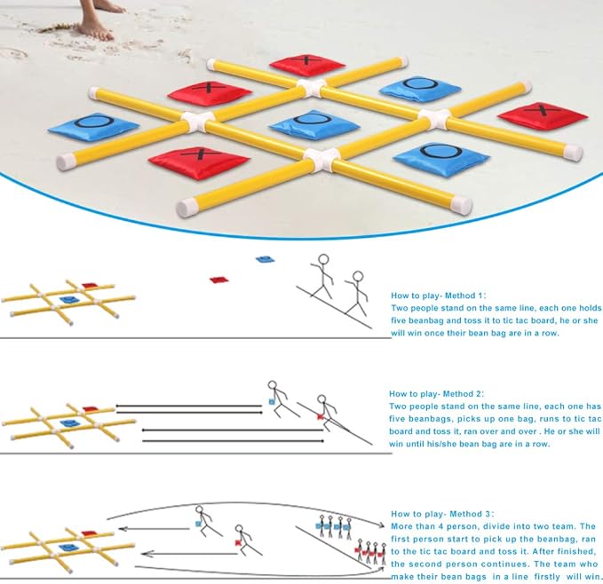OTTARO Giant Tic Tac Toe Game Outdoor Indoor for Family, Outdoor Bean Bag Toss Game for Adults and Kids(3ft x 3ft)