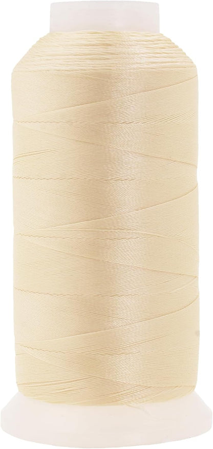 Mandala Crafts Ivory Heavy Duty Thread -1500 Yds Tex 70 Thread for Sewing Drapery Jeans Leather Hair - Bonded Polyester Thread Outdoor Marine Upholstery Threads