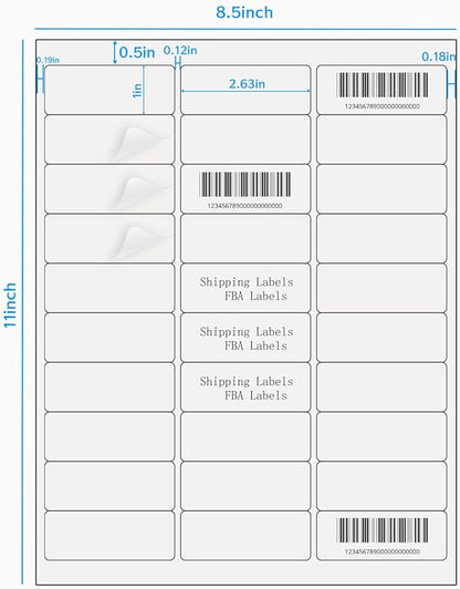 STARLIBOO Transparent Stickers Labels - 1" x 2-5/8" Address Labels Mailing Stickers for Laser/Inkjet Printer 8.5"×11"- 20 Sheet