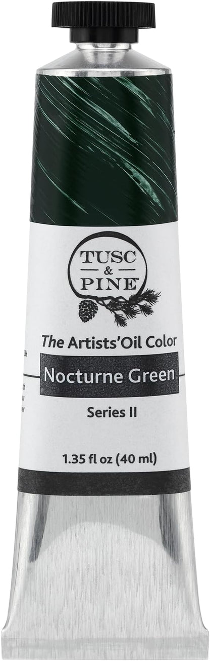 Tusc & Pine Artist Oil Paint - Nocturne Green, 40 ml, Non-Yellowing, Rich & Creamy Consistency, Maximum Pigment Load, Small Batch Milled Oil Paints Made in the USA for Professional Artists