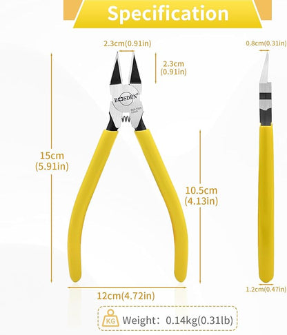 BOOSDEN 5 PACK 6'' Wire Cutters, Diagonal Cutting Pliers, Dikes Side Cutters, Barbed Wire Snips, Precision Spring Loaded Wire Cutters, Mini Wire Cutter Set for Floral, Electrical, Crafting, DIY