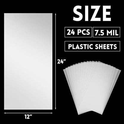 Frienda 24 Sheets Blank Stencil Plastic Making Sheet Milky Translucent Pet Template Stencil Material for DIY Crafts Gift(7.5 Mil, 12 x 24 Inch)