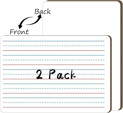 White Board Dry Erase Boards Classroom Pack Mini White Boards 9" x12” Double Sided Personal Whiteboards for Students Teachers School Supplies Lapboards (2Pack line whiteboard)
