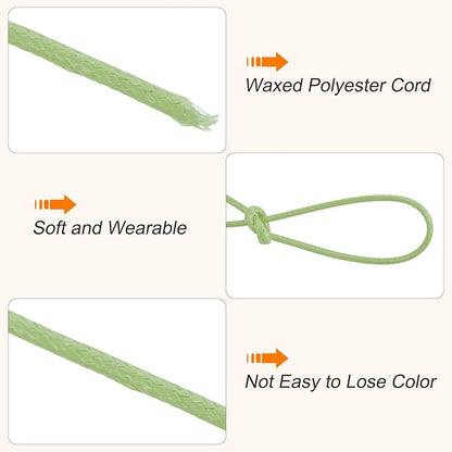 MECCANIXITY Waxed Cord 1.2mm Waxed Polyester Cord 175 Yard Wax String for Bracelet Making,Necklaces, Beading,Jewelry Making and DIY Crafts(Grass Green)